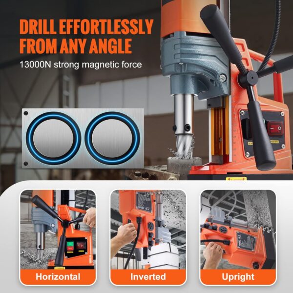 e2bcbc67d8ee41df81b8f252c03fc340 Mag Drill Press, 1550W 2" Boring Diameter, 2922lbf Power Magnetic Drill, 500 PRM, 10-Speed, Electric Drilling Machine for Metal Surface, Industrial and Home Improvement