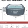 4 to 6 Person Inflatable Hot Tub Square Portable Outdoor Spa with 114 Soothing AirJets and Insulated Cover, Gray-Coleman