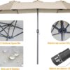 15ft Patio Umbrella with Solar Lights, Large Double Umbrella Outdoor, Rectangle 180''x106'' Umbrellas with 156 PCS LED Lights and Crank Handle for Backyard Deck Pool Shade in Black(1.9" Pole)