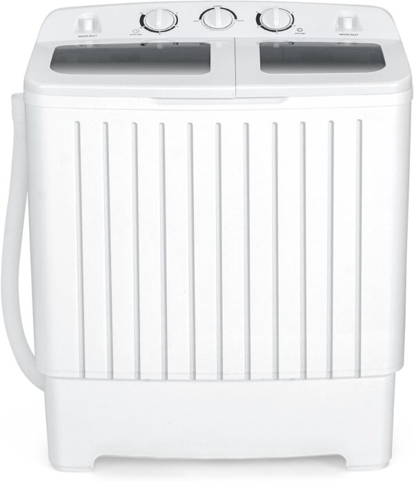 e3aa4320a82a4c5f9c44ec9518f15740 Portable Washing Machine, Twin Tub 20 Lbs Capacity, Washer(12 Lbs) and Spinner(8 Lbs), Durable Design, Timer Control, Compact Laundry Washer for RV, Apartments and Dorms, Grey+White