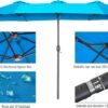 15ft Patio Umbrella with Solar Lights, Large Double Umbrella Outdoor, Rectangle 180''x106'' Umbrellas with 156 PCS LED Lights and Crank Handle for Backyard Deck Pool Shade in Black(1.9" Pole)
