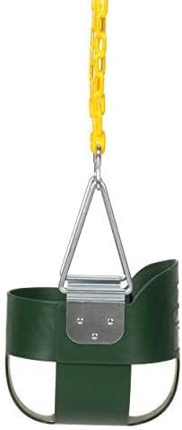 e3f05468eb754235bf6804e1d11479de Eastern Jungle Gym Heavy-Duty High Back Full Bucket Toddler Swing Seat | Coated Swing Chains Fully Assembled | Green Swing Set Accessory