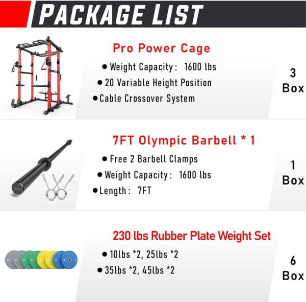 e447365223214b7ba1df6b3b238b060f Sportsroyals Power Cage,1600lbs Multi-Function Power Rack with Adjustable Cable Crossover System and More Training Attachment, Weight Cage for Home Gym