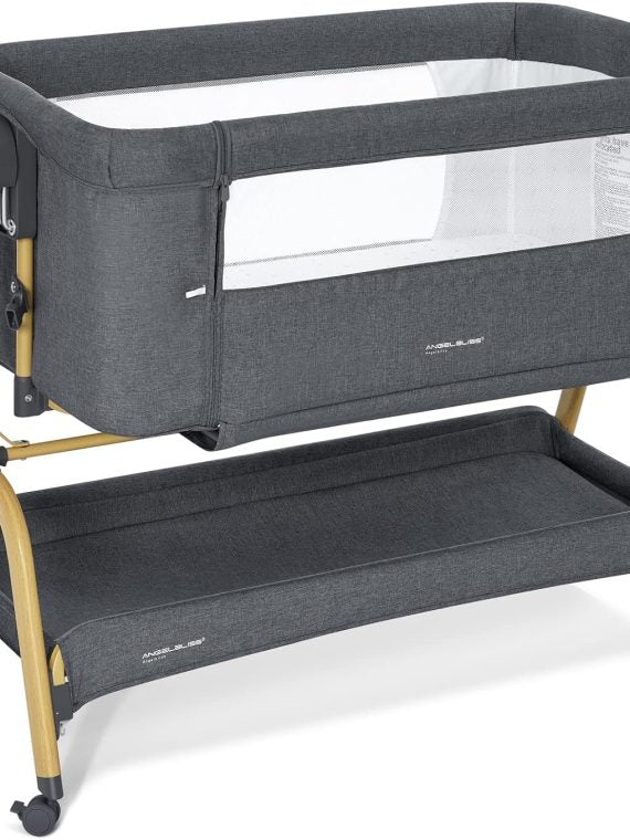 e46ad681b62e400ba3c744366b4fe950 Rocking Bassinet Bedside Sleeper, Adjustable Height, Portable with Wheels, Includes Comfy Mattress, for Newborns