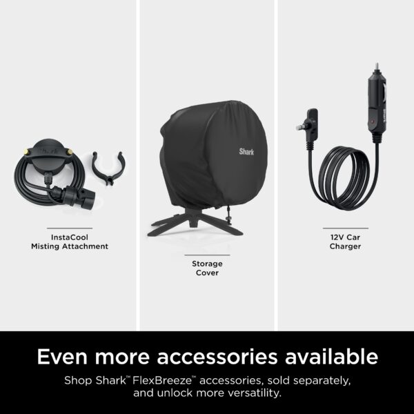 e48aaf49804642bb915dc0cfa8941511 Shark - FlexBreeze Outdoor & Indoor Fan with InstaCool Misting Attachment, Cordless & Corded, Pedestal to Tabletop - Black