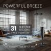 LASKO Elevation 42”-54” Adjustable Height Pedestal Tower Fans for Home, 31 ft/s Airflow, Quiet 28 dB on Low, 90° Oscillation, 12 Hour Timer, Remote Control, Black, EST100