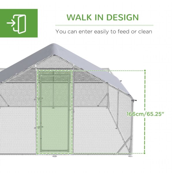 PawHut 13.1 ft Large Metal Chicken Coop for 12 Chickens, Walk-In Chicken Coop Run, Big Chicken House, Ducks Rabbit Enclosure for Backyard with Water-resistant and Anti-UV Cover