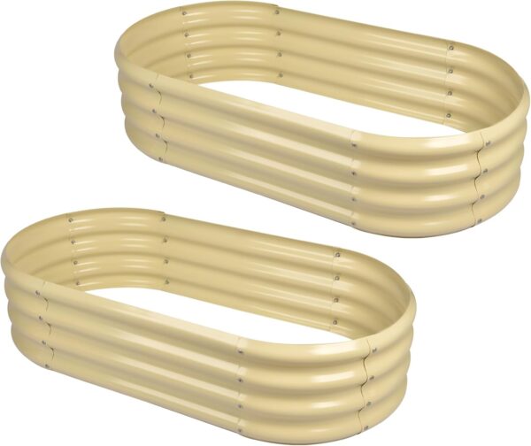 e608d2bf741a40a394e51d8c4f7a0dbe 2Pcs Galvanized Raised Garden Bed Kit, 10×4×1ft Galvanized Planter Raised Garden Boxes Outdoor, Oval Large Metal Raised Garden Beds for Vegetables…………