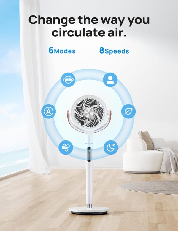 e6781983405a446992bfeb4bfc905ea8 Dreo Pedestal Fan with Remote, PolyFan 513S, 43'' Quiet Standing Fan for Home Bedroom, 120°+105° Smart Oscillating Floor Fans with Wi-Fi/Voice Control, Works with Alexa/Google, 6 Modes, 8 Speeds,Grey