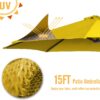 15ft Patio Umbrella with Solar Lights, Large Double Umbrella Outdoor, Rectangle 180''x106'' Umbrellas with 156 PCS LED Lights and Crank Handle for Backyard Deck Pool Shade in Black(1.9" Pole)