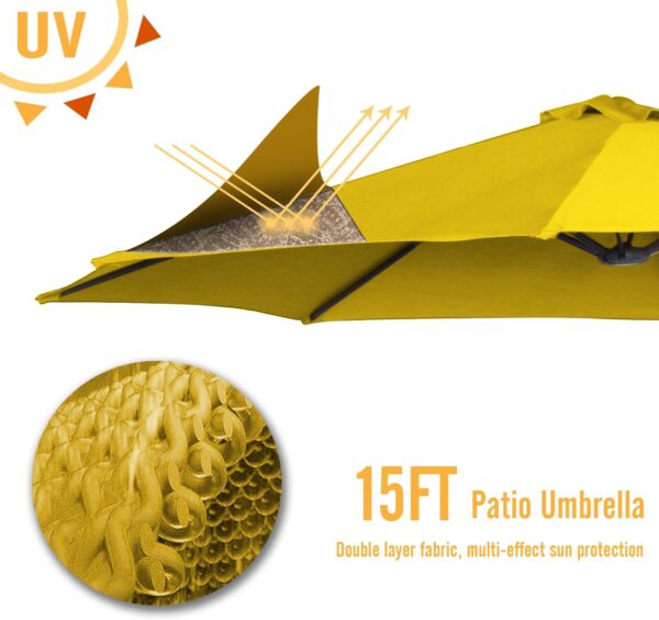 e6c228d65a424cc3a00a5200fd999da9 15ft Patio Umbrella with Solar Lights, Large Double Umbrella Outdoor, Rectangle 180''x106'' Umbrellas with 156 PCS LED Lights and Crank Handle for Backyard Deck Pool Shade in Black(1.9" Pole)