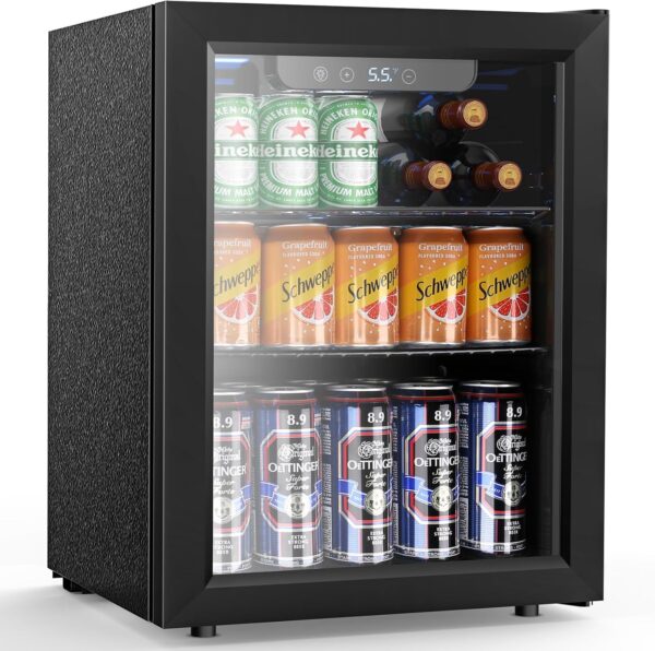 e6f8ae85ed35460080c47c6c8e062a5c Mini Fridge 130 Can Beverage Refrigerator Cooler, 3.2 Cu.Ft Drink Fridge for Soda Wine Beer, Adjustable Temperature Control for Home Office, Black