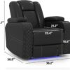 Power Home Theater Seating Set of 3, Brown Faux Leather Electric Recliner Chair with Powered Headrest, Dual Motors Movie Reclining Chairs with LED Lights,USB Port,Cup Holders, Hidden Arm Storage