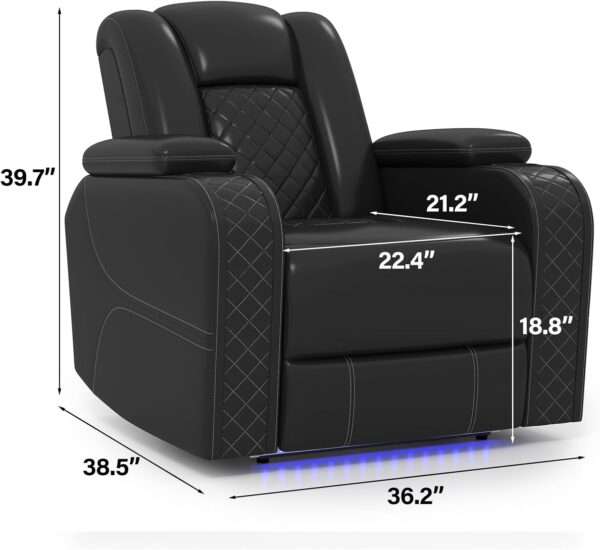 e70eb1f903c5472a8b3f6d15f5139f1b Power Home Theater Seating Set of 3, Brown Faux Leather Electric Recliner Chair with Powered Headrest, Dual Motors Movie Reclining Chairs with LED Lights,USB Port,Cup Holders, Hidden Arm Storage