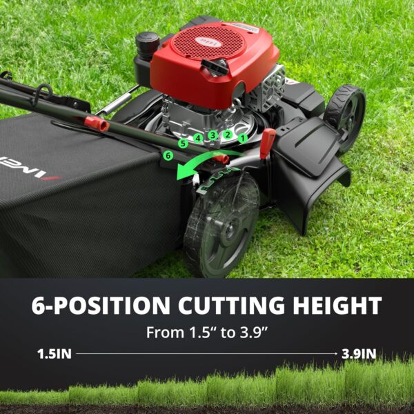 e732d0fff6564f78b85ad509dd0e98ff 21" Steel Deck Gas Lawn Mower, Heavy-Duty 3-in-1 Push Mower, 144cc 4-Stroke Engine, 6-Position Height Adjustment, Large 1.4 Bushel Grass Catcher, Durable & Efficient for Yard & Garden