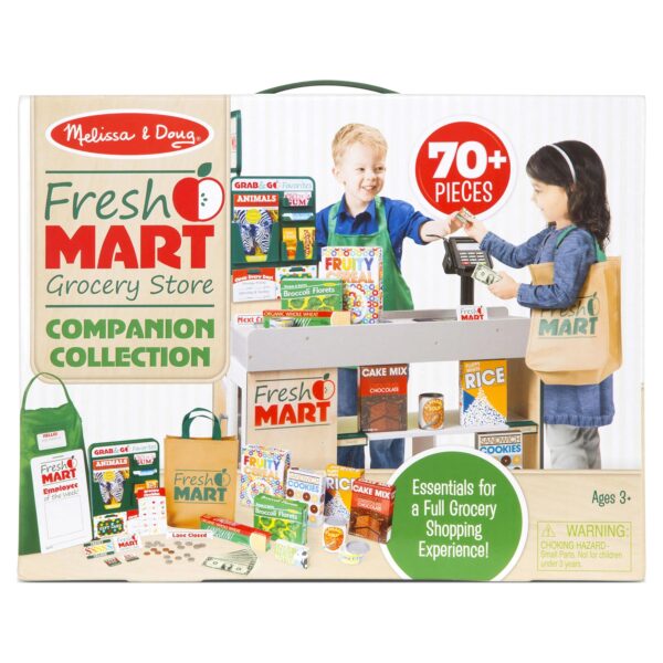 Melissa & Doug Fresh Mart Grocery Store Play Food and Role Play Companion Set