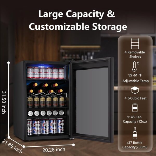 e782492597aa4e58a9eb553e9632619c Mini Fridge 130 Can Beverage Refrigerator Cooler, 3.2 Cu.Ft Drink Fridge for Soda Wine Beer, Adjustable Temperature Control for Home Office, Black