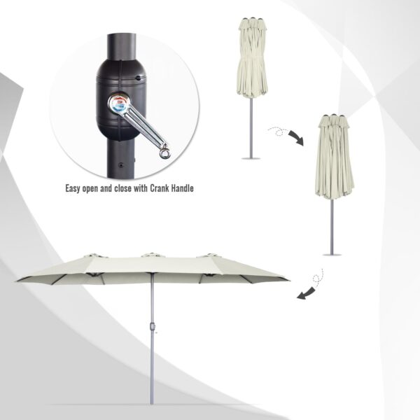e7d46377820c4bfb888efe7f3bef03fe 15ft Patio Umbrella with Solar Lights, Large Double Umbrella Outdoor, Rectangle 180''x106'' Umbrellas with 156 PCS LED Lights and Crank Handle for Backyard Deck Pool Shade in Black(1.9" Pole)