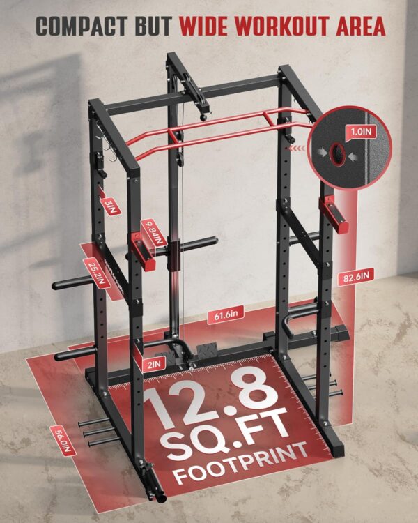 e83053cc902b4329931e716a93876242 Sportsroyals Power Cage,1600lbs Multi-Function Power Rack with Adjustable Cable Crossover System and More Training Attachment, Weight Cage for Home Gym