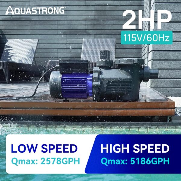 e83426aefbb0414bbd579e18a394ddc1 AQUASTRONG In/Above Ground Pool Pump, High Flow (with Timer, 2HP, 8917 GPH, 220V)