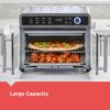 Crisp 'N Bake Air Fryer Toaster Oven Combo, 12 in 1 Countertop Convection Oven Cooks Food Fast, Fits a Whole Pizza or 6 Toast Slices, French Doors with Stainless Steel Finish