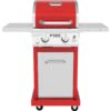 2-Burner Propane Gas Grill, Red – Stainless Steel, 28,000 BTUs, Compact Design