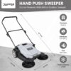 Walk-Behind Outdoor Hand Push Floor Sweeper - 5.25 Gallon Capacity - 25.5" Sweeping Width - Sweeps up to 27,900 ft² / Hour, Grey