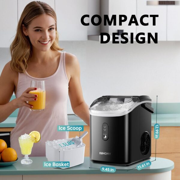 e89b87c261974c46af10abf9452c8997 Nugget Ice Maker Countertop with Handle, Ready in 6 Mins, 34lbs Per Day, Removable Top Cover, Auto-Cleaning, Portable Sonic Ice Maker with Basket and Scoop, for Home/Party/RV/Camping (Black)