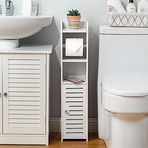 e8b8cb33e469447eb1b3eb6130ee45a1 Toilet Paper Holder Stand, Storage Cabinet Beside Toilet for Small Space Bathroom