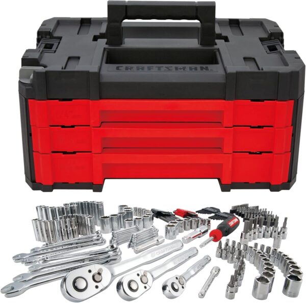 e8e749d8a4df4d6cb3bfc1b214c3f8ca 262-Piece Mechanic Tool Set, Master Socket Set with 3-Drawer VERSASTACK Tool Box, SAE/Metric Set (CMMT45309)