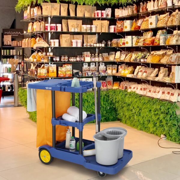ea5b725d1d2a4de69a8535affae885b2 TUFFIOM Commercial Traditional Cleaning Janitorial 3-Shelf Cart