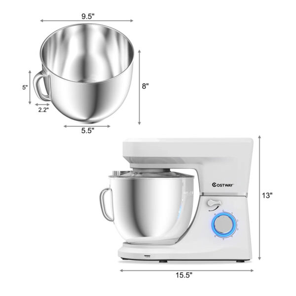 ea9456cb2bf84df1a6241d78374dd82f Costway Tilt-Head Stand Mixer 7.5 Qt 6 Speed 660W with Dough Hook, Whisk & Beater White