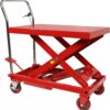 660LBS Hydraulic Lift Table Cart – 31" Lift Height, Double Scissor Design with 4 Wheels & Non-Slip Pad for Material Handling
