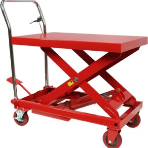660LBS Hydraulic Lift Table Cart – 31" Lift Height, Double Scissor Design with 4 Wheels & Non-Slip Pad for Material Handling