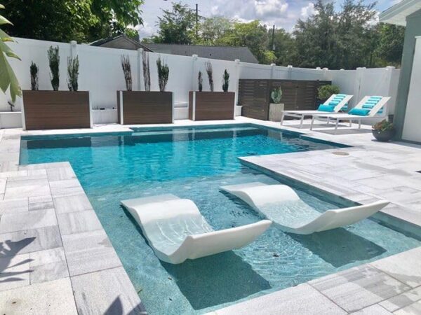eaa89e05803241f8b7df907726919b54 Classic White - in-Pool Chaise Lounger – Designed for Water Depths Up to 9” – Aqua Outdoors – Set of 2 – Compatible with All Pool Types - Poolside & Sun Deck Tanning
