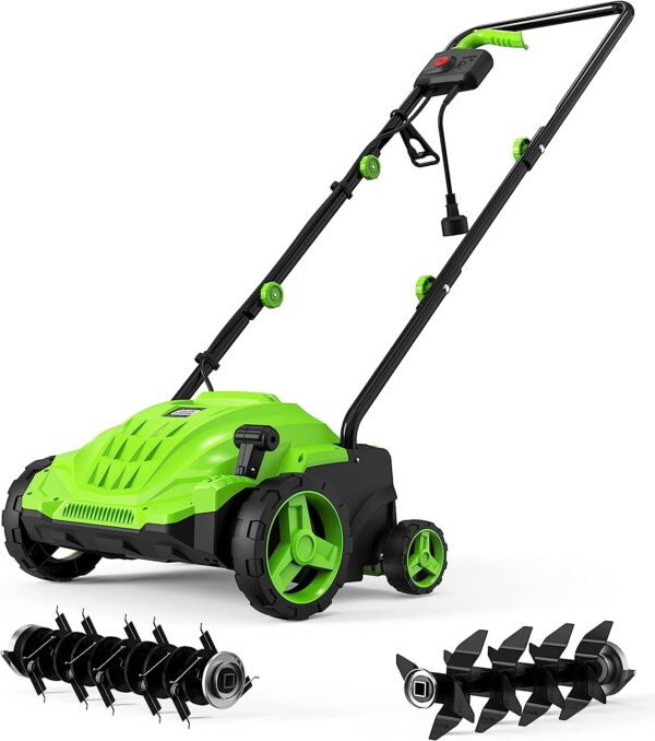 eadceed5e1fb4ed4a830a049b1d01d6a SWIPESMITH 13-Inch 12 Amp Electric Dethatcher Scarifier with Foldable Handle, 2-in-1 Lawn Dethatcher