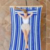 Two Person Hammock with Stand Heavy Duty, Free Standing Hammocks Outdoors for 2 Person, Max 475lbs Capacity, Blue Stripes