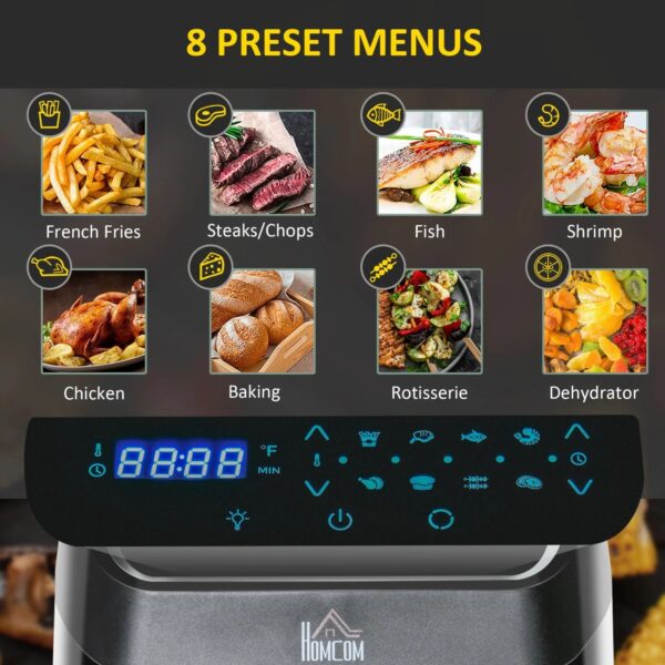 eb2a86bf75214c2092fb9b7208c796e7 12QT Air Fryer Oven Combo, 8-in-1, 1700W, LED Display, Black, Includes Accessories