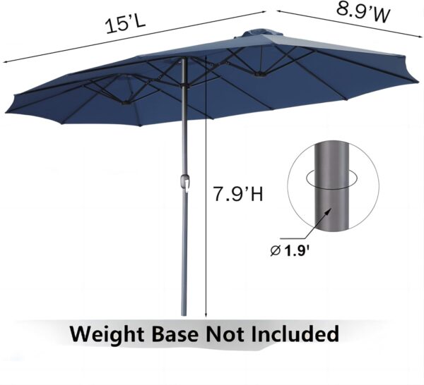 eb7ab38d3a694d5ea2cc9695fe0fc5e9 15ft Patio Umbrella with Solar Lights, Large Double Umbrella Outdoor, Rectangle 180''x106'' Umbrellas with 156 PCS LED Lights and Crank Handle for Backyard Deck Pool Shade in Black(1.9" Pole)