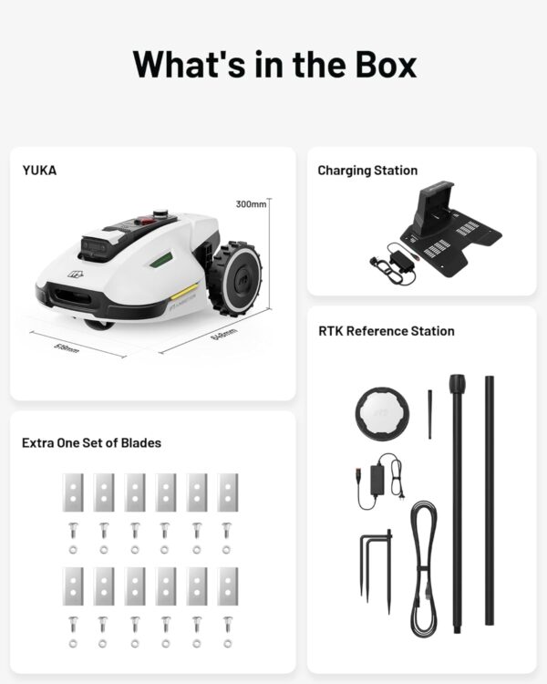 ebf2623cc3fc4ac88b03aedda39ae8e7 Robot Lawn Mower Reception 0.12 Acre, Max. 0.17 Acre, Ultrasense AI Vision+ RTK Positioning, Auto Mapping, App Control,45% Slope, Cutting Height 2''~3.5'', 3 Mowing Zones