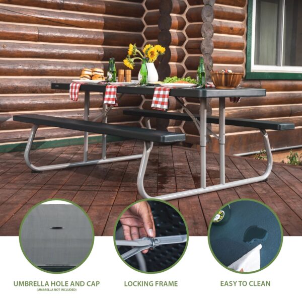 Lifetime 6 Foot Polyethylene Picnic Table, Hunter Green (22123)