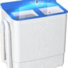 Portable Washing Machine - 14.5 lbs Mini Twin Tub Washer & Spin Dryer for Apartments, Dorms, RVs, Camping - Gray/Blue