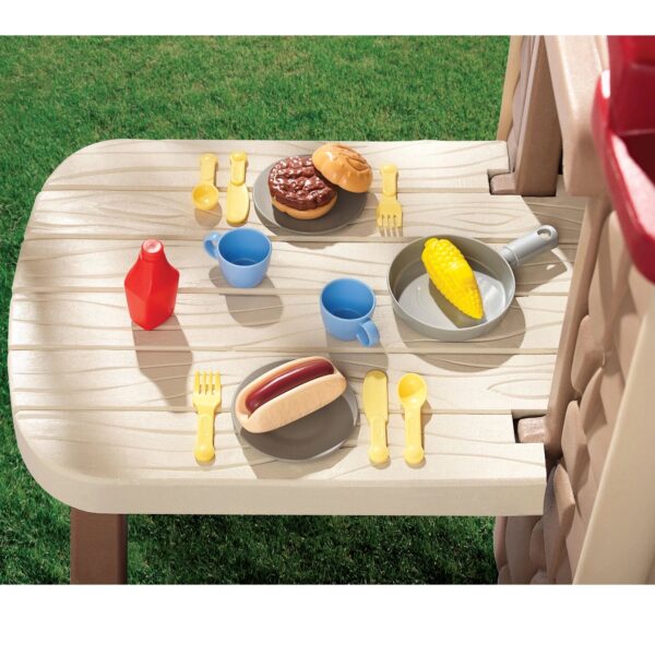 Little Tikes Picnic on the Patio Playhouse with 20 Play Accessories, Working Doorbell, Indoor and Outdoor Backyard Toy, Tan- For Kids Toddlers Boys Girls Ages 2 3 4+ Year Old