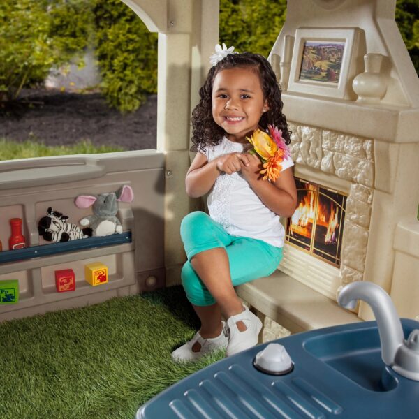 Step2 Charming Cottage Brown Toddler Plastic Playhouse for Kids Outdoor Toys