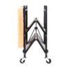 Origami Foldable Wheeled Portable Wood Top Kitchen Island Bar Cart, Black