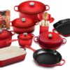 20-piece Signature Cast Iron Cookware Set,10.25 Skillet,1.75-quart Saucepan with Lid