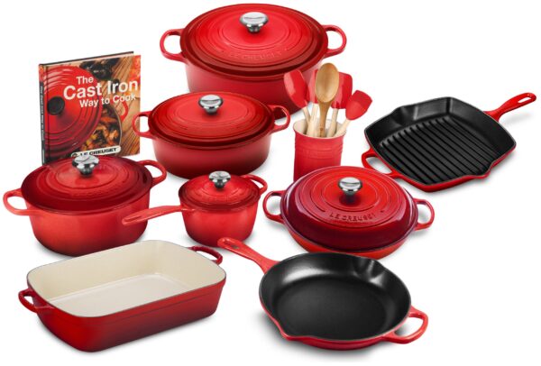 ec945cb4cd98431f9311e2de3f5a93d1 20-piece Signature Cast Iron Cookware Set,10.25 Skillet,1.75-quart Saucepan with Lid
