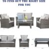 Wisteria Lane 4 Piece Outdoor Patio Furniture Sets, Wicker Conversation Set for Porch Deck, Grey Rattan Sofa Chair with Cushion （Blue