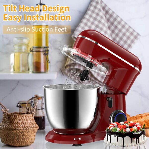 ed641344d7f2467a8a46cafec863227c Ailessom New Stand Mixer,6.5-QT 660W 10-Speed Tilt-Head Kitchen Electric Mixer with Bowl, Dough Hook, Beater, Whisk for Most Home Cooks, (Empire Red)