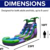 16' Purple Tropical Lightweight Premium Commercial Grade Water Slide Inflatable with Attached Pool for Kids and Adults (with Blower), Wet Dry Use, Summer Fun